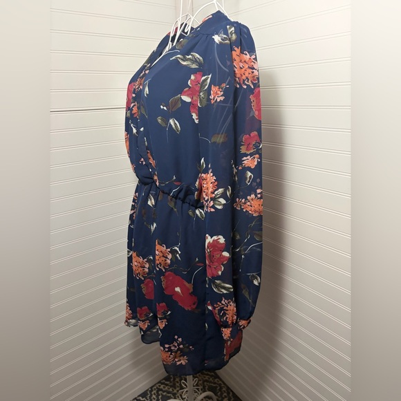 Lulu's Navy Floral Long Sleeve Dress - Picture 5 of 10